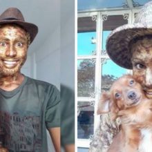 Cachorro faz estátua viva com dono e conquista as redes sociais
