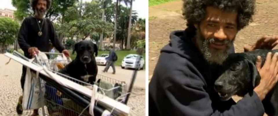 Morador de rua emociona por amor ao seu cão : Primeiro eu alimento ele, para depois eu me alimentar