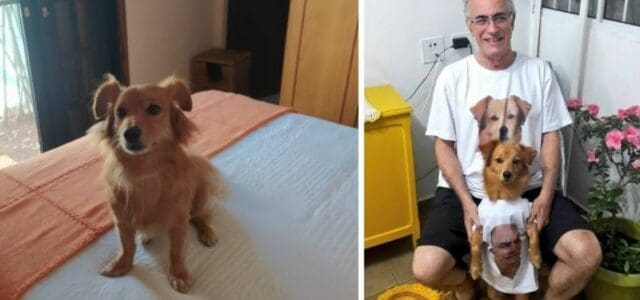 Homem disse que nunca teria cães, mas agora tem até camisa com foto